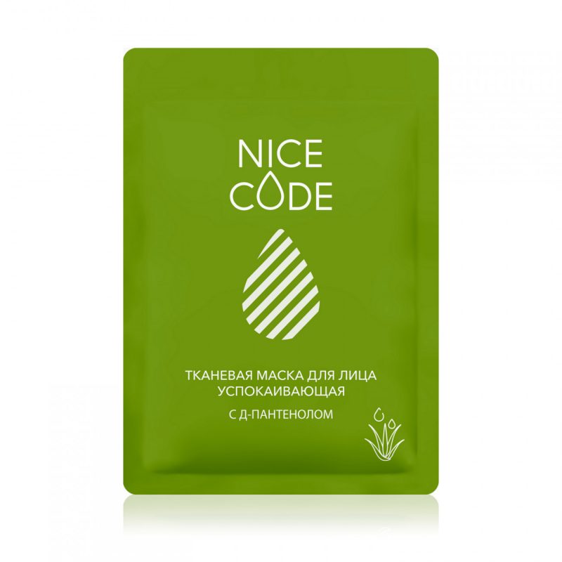 Тканевая маска для лица успокаивающая с Д-пантенолом NICE CODE, 24 мл